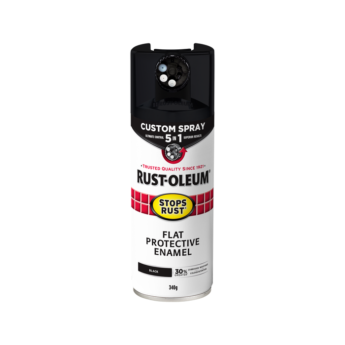Rust-Oleum 340g Flat Black Stops Rust Custom Spray 5 In 1 Spray Paint - Black Flat