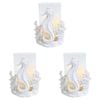 3PK LVD Resin/Glass 16cm Pillar Candle Holder Seahorse - White