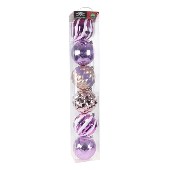 Deck The Halls Jumbo Bauble Ornament - 6 Pack