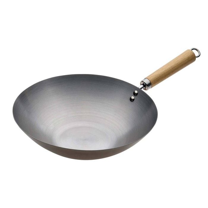 Pyrolux Wok Spun Carbon Steel With Long Wooden Handle 30cm