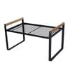 Catzon Countertop Organizer Shelf with Wood Handle for Kitchen Bathroom-Black(S)