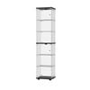Oikiture Glass Display Cabinet 6-tier Led Light Bookcase Clear Showcase Black