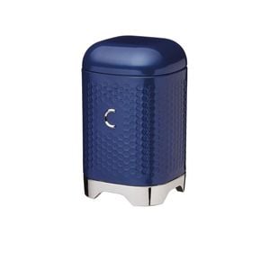 Lovello Carbon Steel Retro Coffee Canister w/ Geometric Finish Midnight Navy
