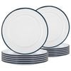 Argon Tableware 20cm Enamel Side Plates - Navy Rim - Set Of 12 - 8inch Small Dish Plates Metal Enamel Tableware Dinner Set