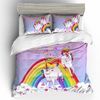 3D Kids Purple Rainbow Unicorn  Quilt Cover Set Bedding Set Pillowcases