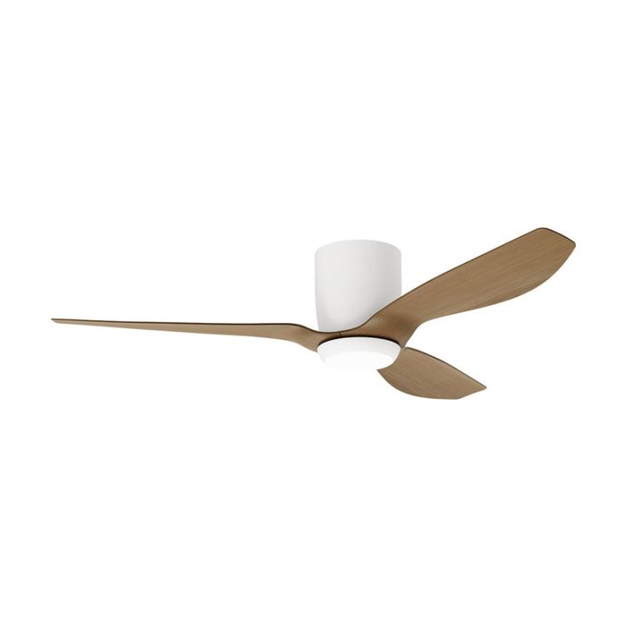 Fanforce Ares 52" Low Profile Smart DC Ceiling Fan LED Light Remote White/Teak