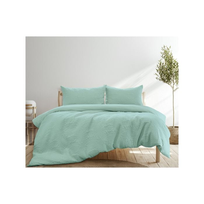 Ardor Boudoir Eddison Queen Bed Quilt Cover Set Microfibre Bluestone