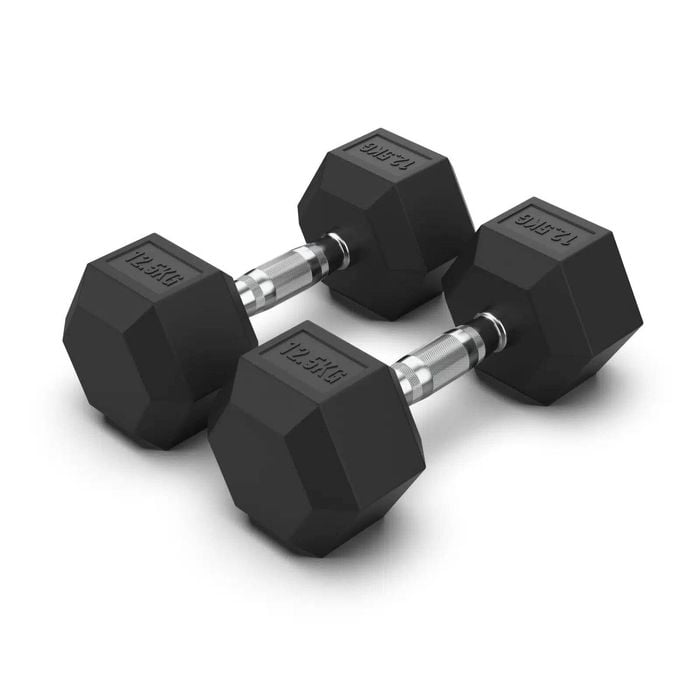 Brixx 12.5kg Rubber Hex Dumbbells (sold In Pairs)