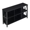 Homfurn 6 Cube Storage Organizer With Shelf, Long Wood And Metal Cubby Bookcase And Consle Table, Black Bookshelf