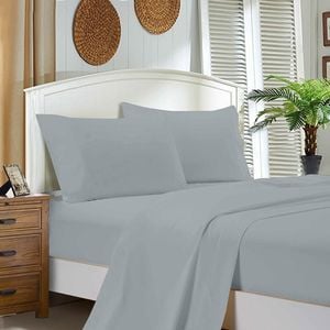 Fabric Fantastic 1000tc Ultra Soft King Single Size Bed Silver Flat & Fitted Sheet Set