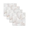 4pc Rayell Ceramic Printed Coasters Leaf Stencil Beige