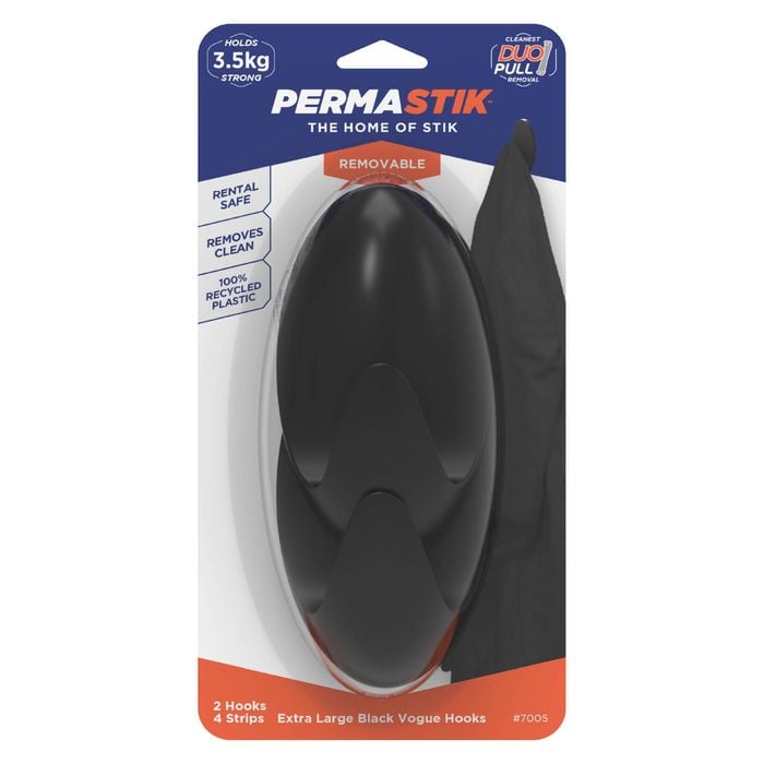 Permastik Extra Large Black Vogue Hooks - 2 Pack