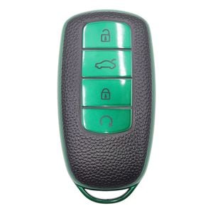 Key Zone Replacement Car Key Sleeve to suit Chery Omoda 5 - Leather-Like Black/Green