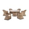 Plantation 6 Seat Dining Table And Chairs Set Brushed Wheat & Cream Cushions