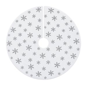 Catzon 48inch White Christmas Tree Skirt Soft Plush Tree Mat-SilverSequin