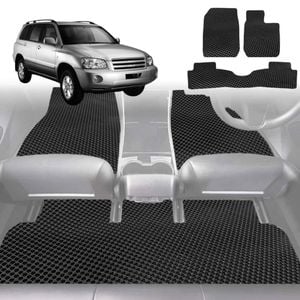 6D Diamond Car Floor Mats for Toyota Kluger (XU20)2001-2007-Full Set-Black-Outback GT