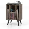 Costway Industrial Side End Table Nightstand Tea Table Record Player Stand W/power Outlet & Usb Magazine Cd Audio Holder
