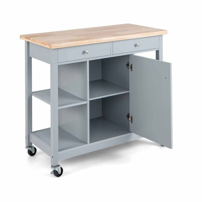 Costway Kitchen Island on Wheels Cabinet Dining Cart Table Grey