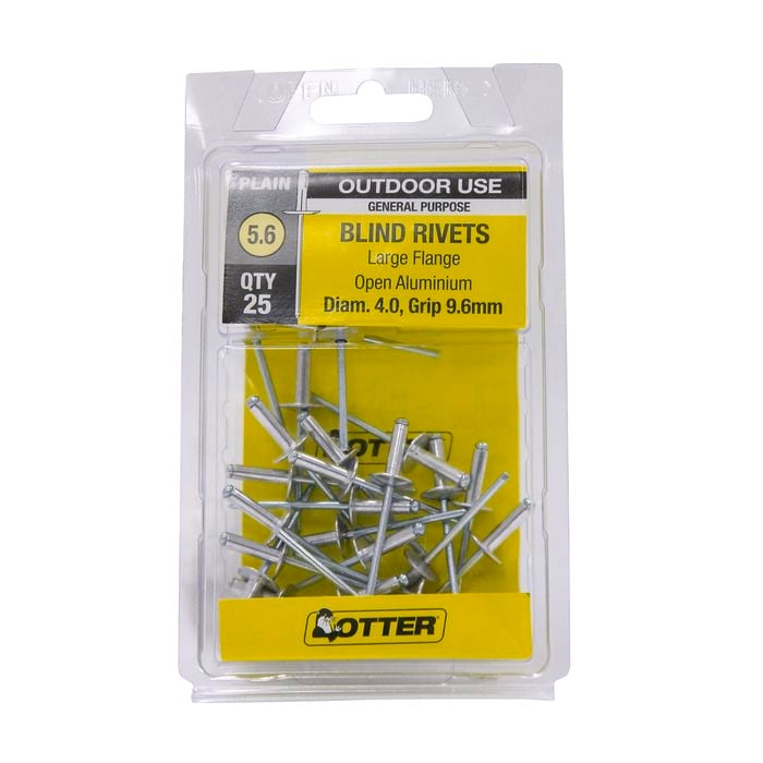 Otter 4.0 x 9.6mm Large Flange Aluminium Rivets - 25 Pack