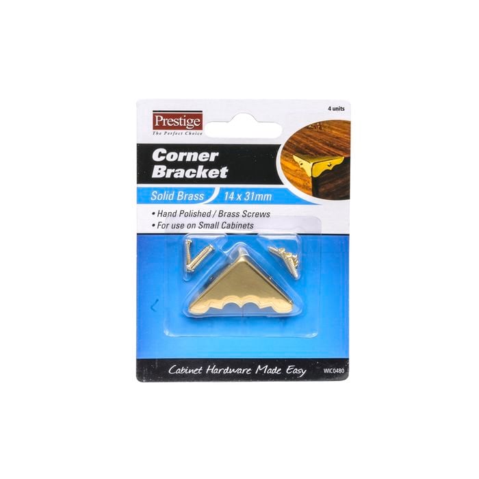 Prestige 14 x 31mm Decorative Brass Corners - 4 Pack