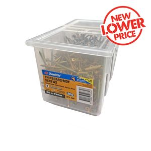 Zenith 8G x 75mm Gold Passivated Square Drive Chipboard Screw - 500 Pack