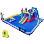 Costway 555 x 500cm Rocket Theme Inflatable Water Park w/850W Blower
