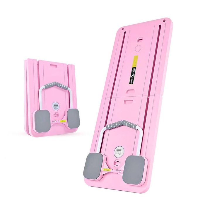 fitnessLAB Pink Pilates Board Reformer - Foldable set for full-body workouts