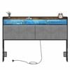 Ufurniture Headboard Upholstered Queen Size with 2-Tier Storage Outlets, USB Ports and LED Light Adjustable Height