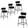 Advwin Bar Stools Set of 4 Velvet Boucle Kitchen Counter Stools Black