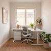 Olg Premium Corner Office Bundle: Agile Motion Plus 1800x1800 Corner Sit-Stand Desk Left Return White + Motion Sync White Chair