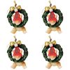 4PK Urban Playful Christmas Mice Hanging Decoration 6cm Red/Bisque Assorted