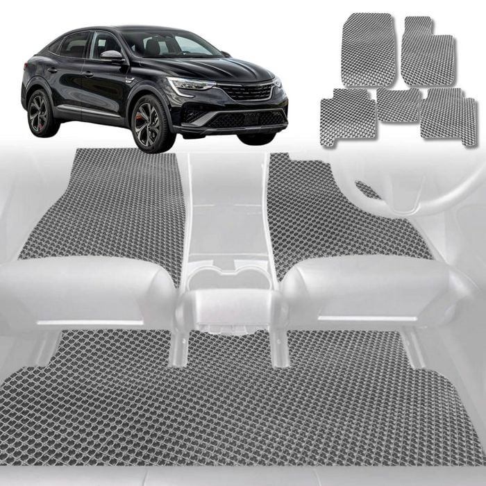 6D Diamond Car Floor Mats for Renault Arkana 2021-Current-Full Set-Grey-Outback GT