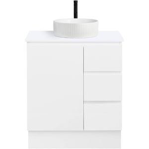 CIBO 750mm White Nordic Full Height Bathroom Vanity With White Gloss Fluted Basin