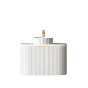 Attica Bentwood 750mm Matte White Fluted Curved Wall Hung Vanity With Matte White Top