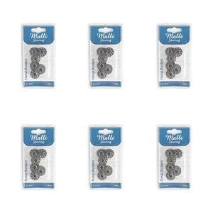 6x 6pc Malli Sewing Metal Compact Sewing Bobbins Thread Storage Spools 2cm Grey