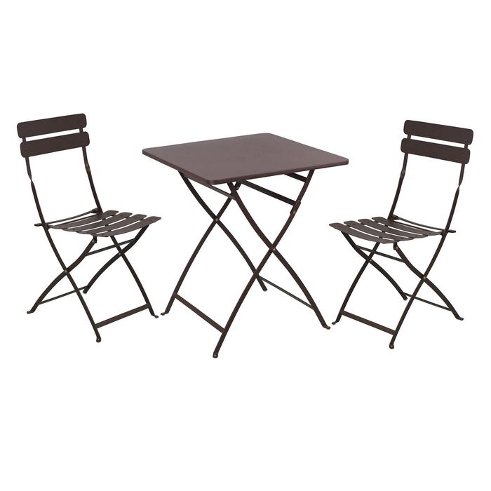 Marquee Chocolate Steel 3 Piece Bistro Set