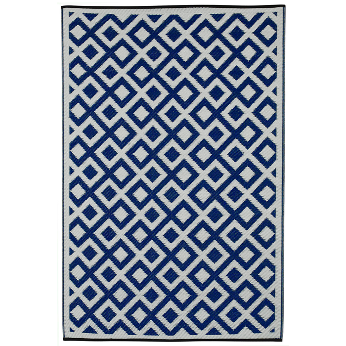 Fab Habitat 180x270cm Indigo Blue And White Marina Modern Recycled Plastic Outdoor Rug