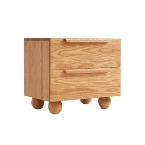 Miuz Solid Oak Wood Bedside Table, Large Side Storage End Table Shelf Nightstand