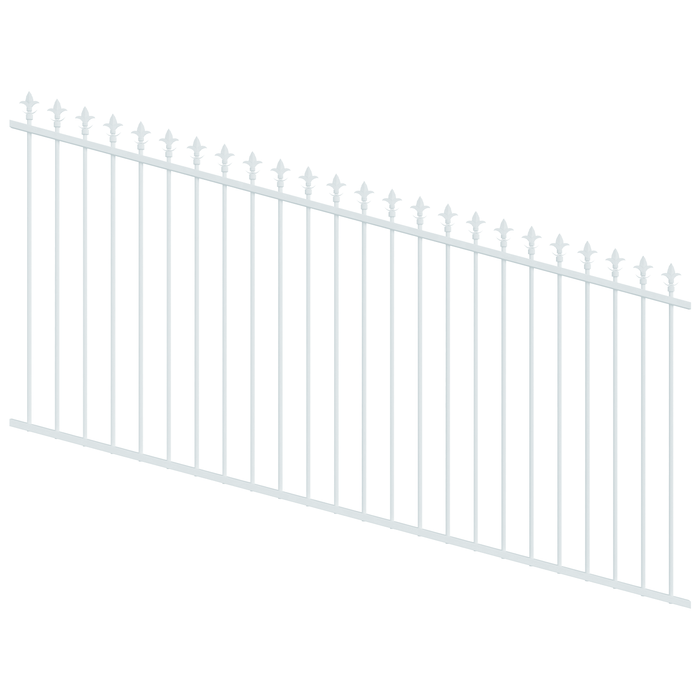 ProtectorAl 1201-2400W x 1200H Pearl White Spear Top Pool Fence Panel Raked Up to 15º