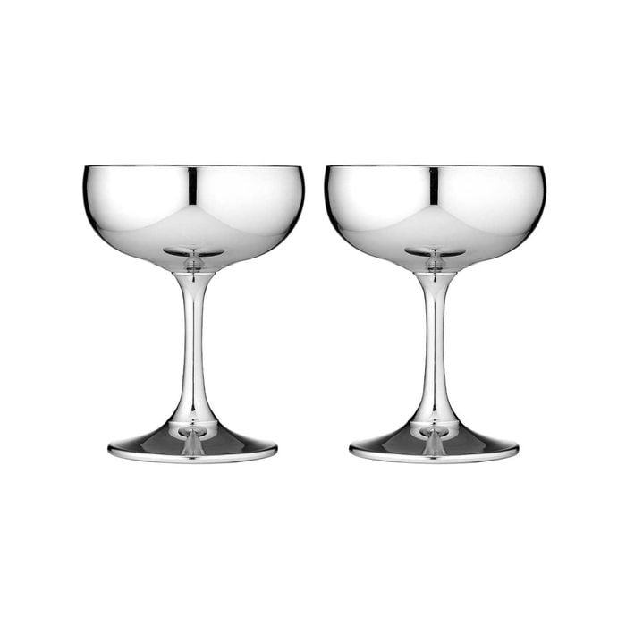 Tempa Aurora Set of 2 Coupe Glasses Silver
