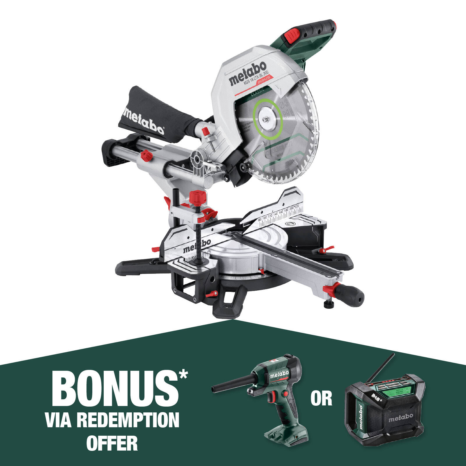 Metabo 18V Slide Compound Mitre Saw 305MM - Skin Only 614305850 product image