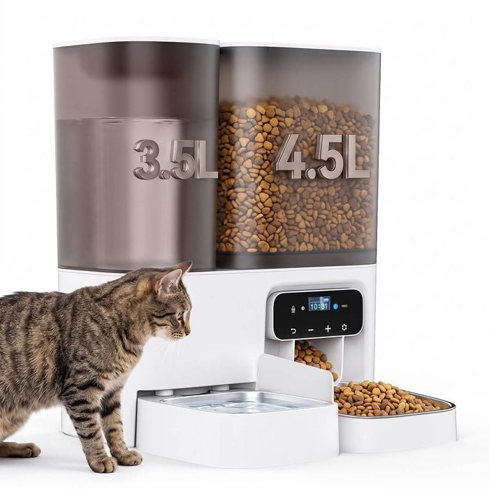 Advwin 2-in-1 Automatic Pet Feeder & Pet Water Fountain 4.5L Pet Smart Food Dispenser and 3.5L Water Dispenser