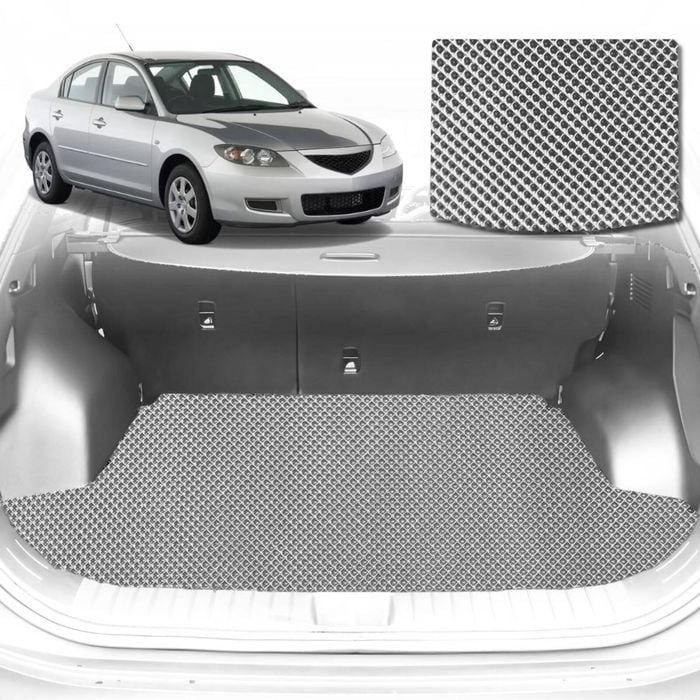 6D Diamond Car Boot Mat for Mazda 3 2004-2009-Cargo Mat-Grey-Outback GT
