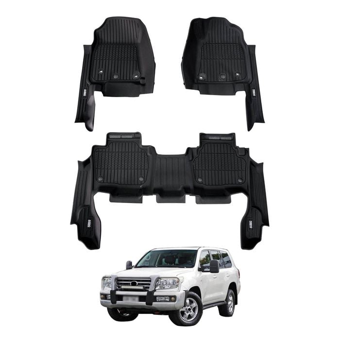 AUSGO 7D Injection Floor Mats for Toyota Land Cruiser 200 Series LC200 Altitude / VX / Sahara 2007-2012 All-Weather Floor Liners