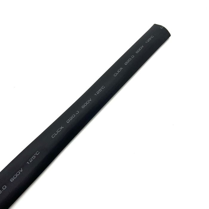 Click 20mm x 1.2m Black Heat Shrink Thin Wall Tubing