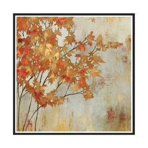 Artey | Golden Foliage - Framed Canvas - Black Frame - 64 x 64cm