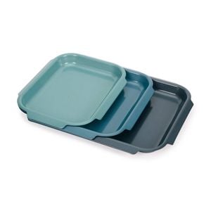 3pc Joseph Carbon Steel Non-Stick Nest Baking Kitchen Tray Set Blue
