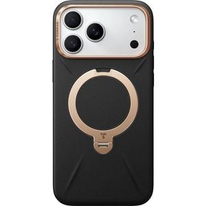 Torras Ostand Spin Vegan Leather Case For Iphone 17 Pro Max - Black