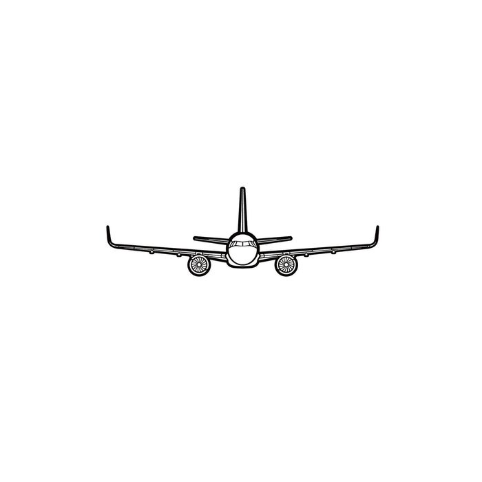 Ignite Laser Airbus A321 - Extended Range Single-Aisle Jet Silhouette Metal Wall Art Coated Black 47 inch - 120 cm