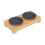 Baxter Bone Small Charcoal Two Tone Double Pet Bowl